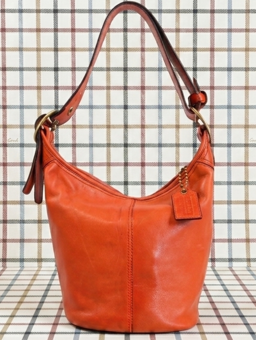 Coach 2008 Bleecker Leather Duffle Bucket Bag Burnt Orange/ Vermillion EUC